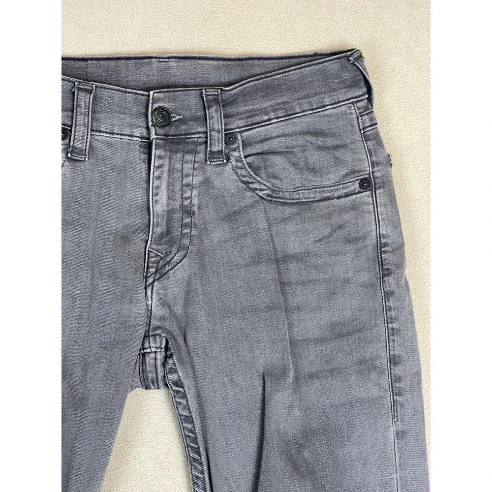 True Religion Jeans Mens 31 Straight Flap Gray Quilted Pockets EUC